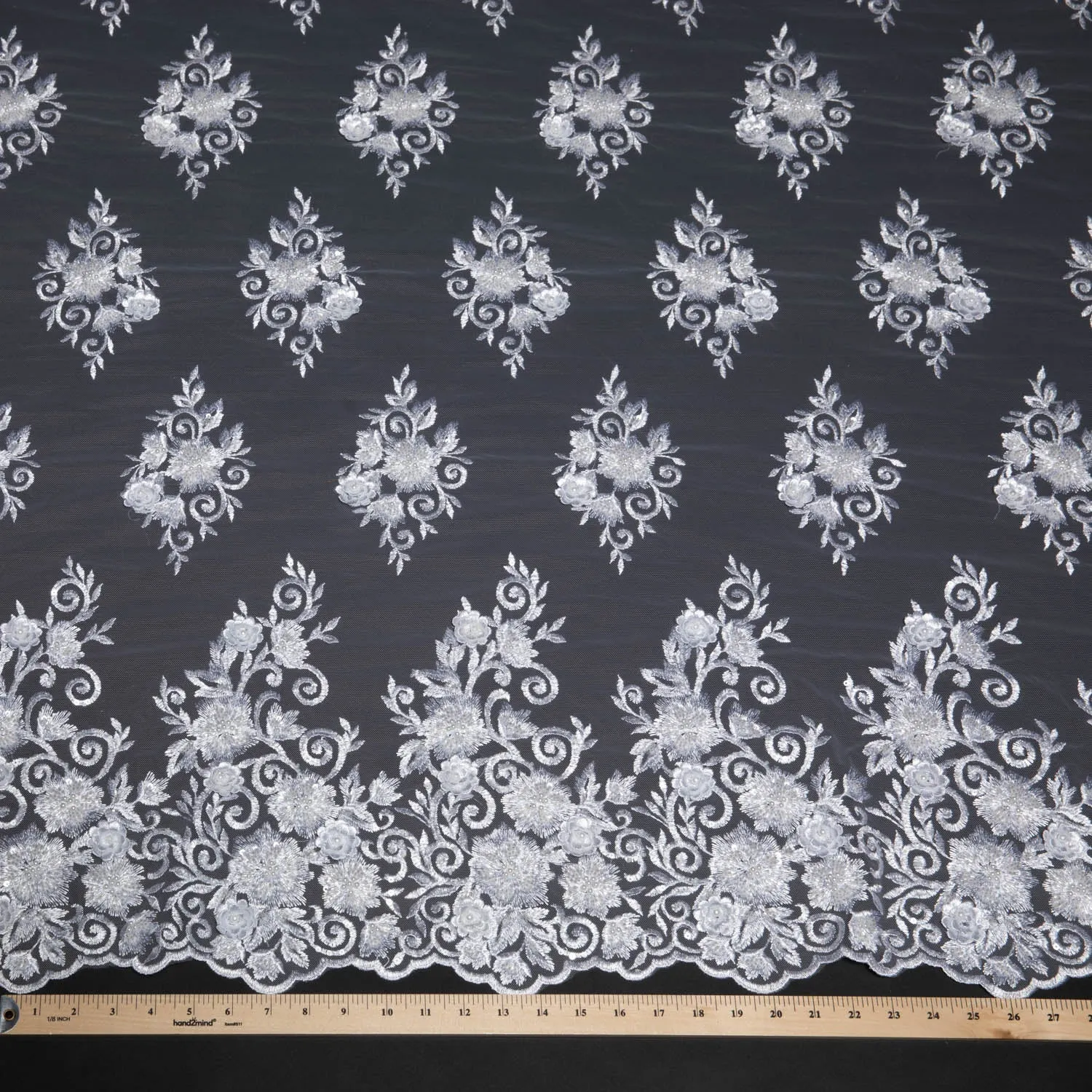 Tulle Lace Fabric Embroidered with Incredible Intricate Pattern Wide 52" | Exquisite Fabric