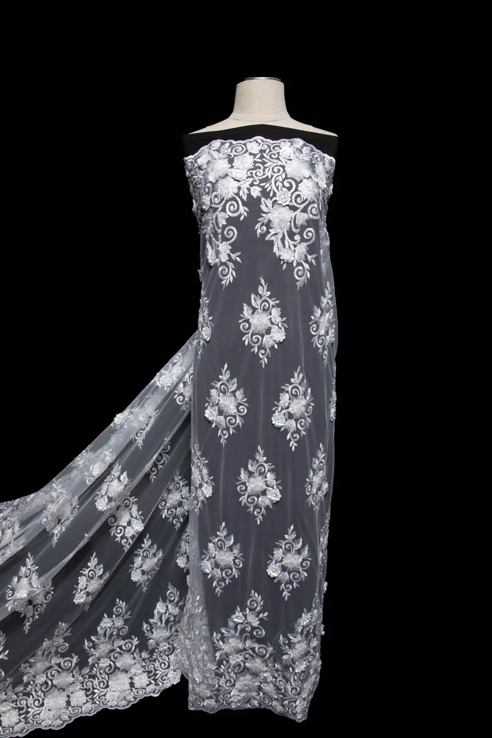 Tulle Lace Fabric Embroidered with Incredible Intricate Pattern Wide 52" | Exquisite Fabric