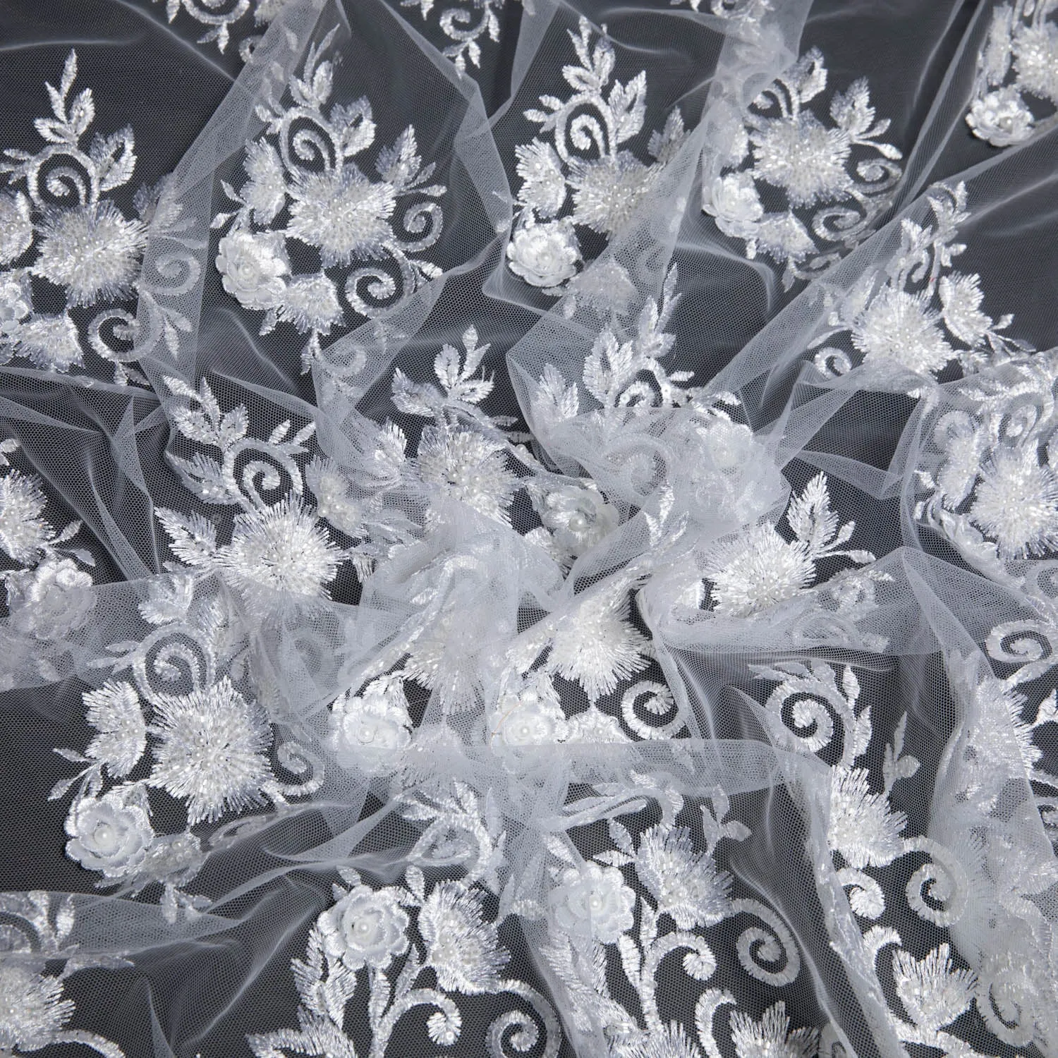 Tulle Lace Fabric Embroidered with Incredible Intricate Pattern Wide 52" | Exquisite Fabric