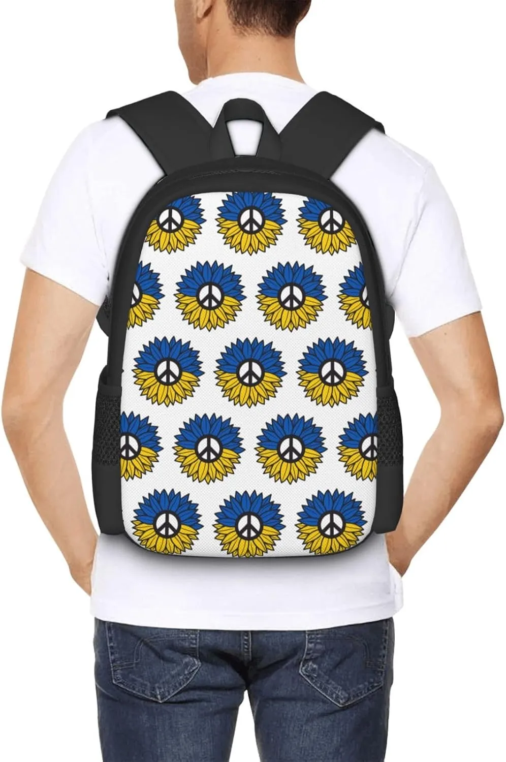 Ukraine Sunflower Flag Casual Backpacks Large Capacity Backpack Laptop Rucksack Sport Daypack Commuter Bags with Adjustable Strap for Traveling Camping