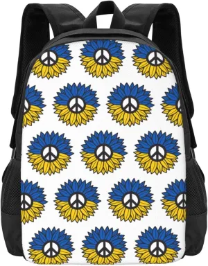Ukraine Sunflower Flag Casual Backpacks Large Capacity Backpack Laptop Rucksack Sport Daypack Commuter Bags with Adjustable Strap for Traveling Camping
