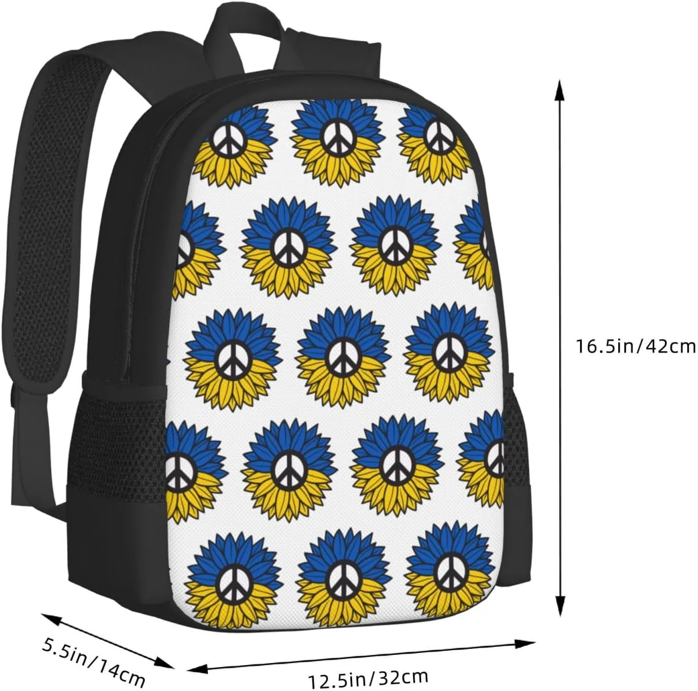 Ukraine Sunflower Flag Casual Backpacks Large Capacity Backpack Laptop Rucksack Sport Daypack Commuter Bags with Adjustable Strap for Traveling Camping