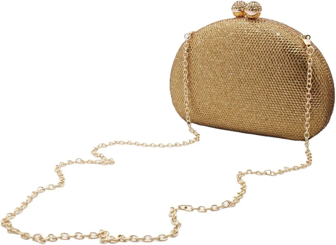 UMREN Women Sparkly Rhinestone Evening Bag Crystal Clutch Purses Glitter Shell Shaped Handbag Wedding Prom Shoulder Bag
