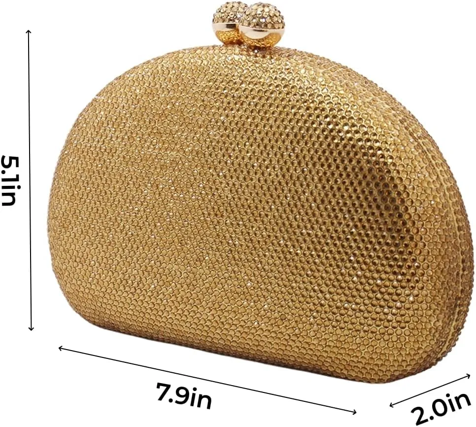 UMREN Women Sparkly Rhinestone Evening Bag Crystal Clutch Purses Glitter Shell Shaped Handbag Wedding Prom Shoulder Bag