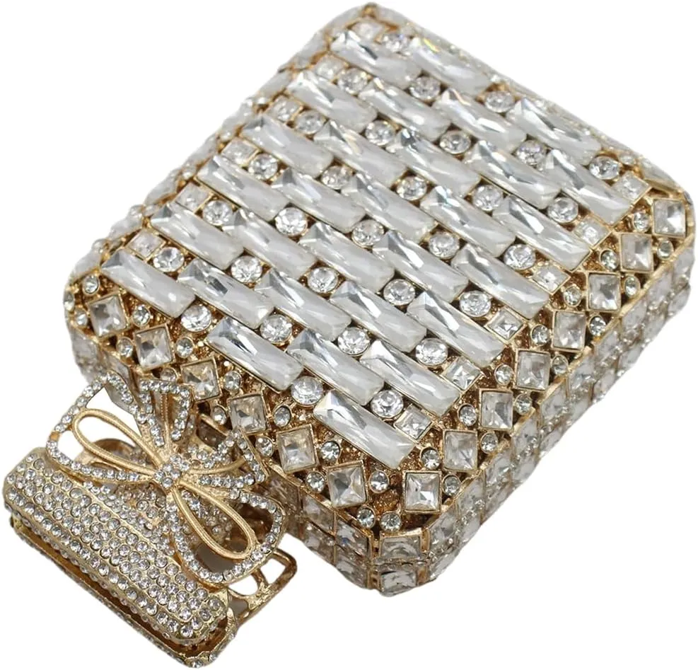 UMREN Women's Perfume Shaped Rhinestone Clutch Purses Sparkly Diamond Box Evening Bag Glitter Party Wedding Handbag