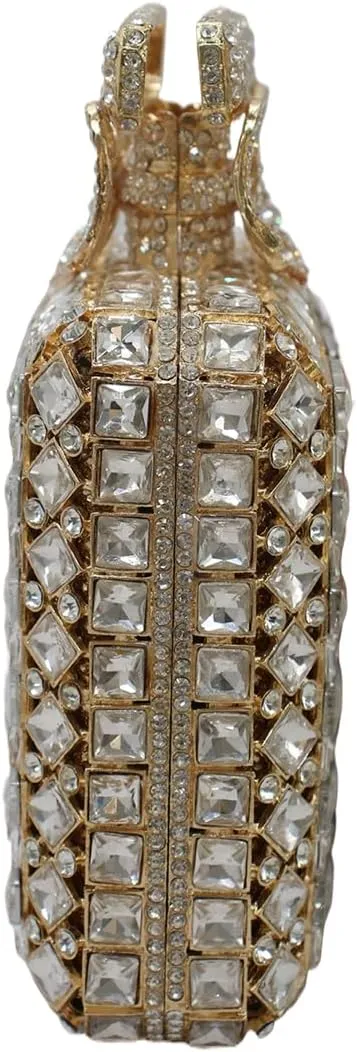 UMREN Women's Perfume Shaped Rhinestone Clutch Purses Sparkly Diamond Box Evening Bag Glitter Party Wedding Handbag