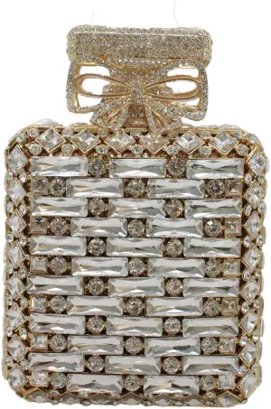 UMREN Women's Perfume Shaped Rhinestone Clutch Purses Sparkly Diamond Box Evening Bag Glitter Party Wedding Handbag