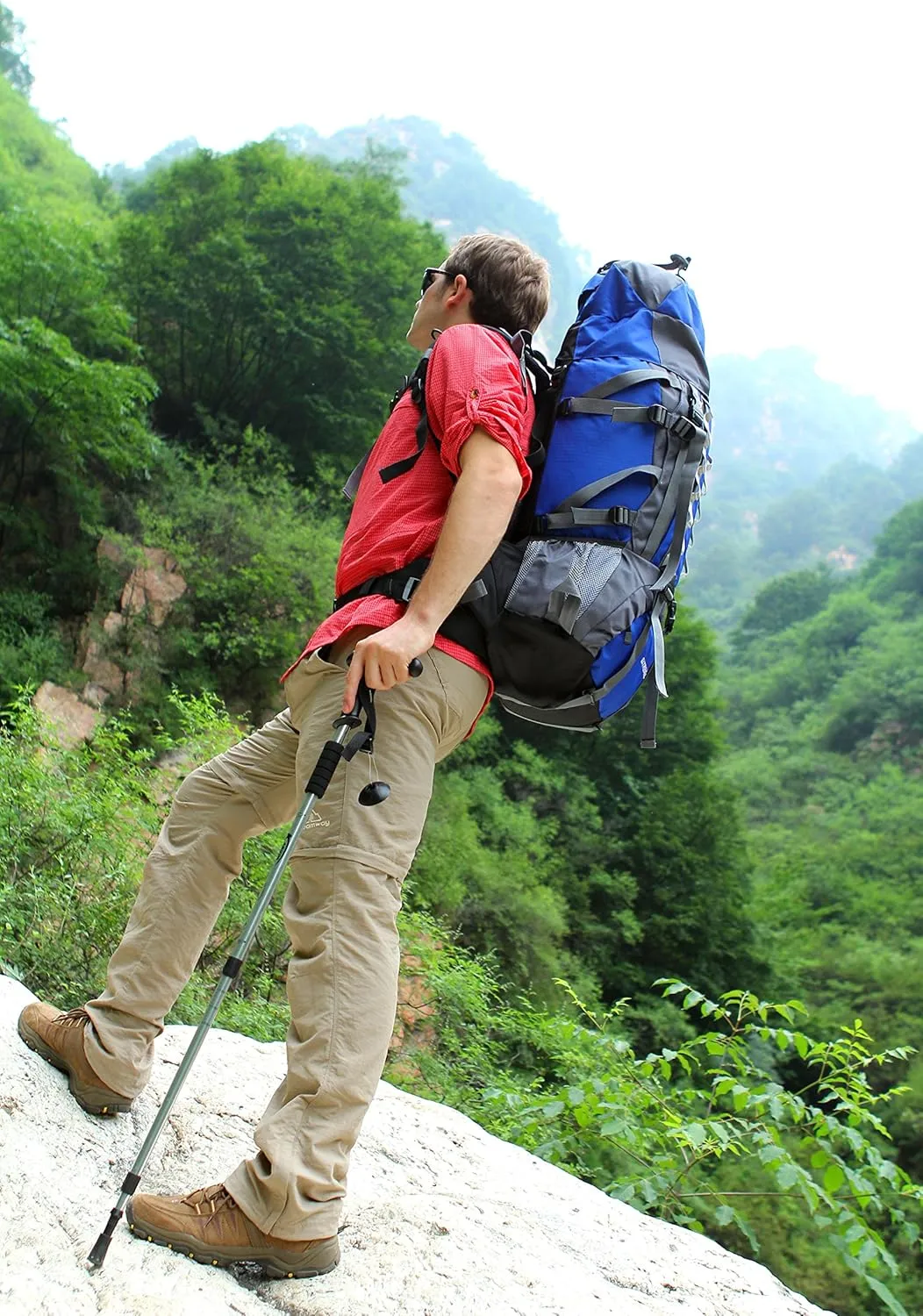 UNISTRENGH 80L Internal Frame Backpacks Outdoor Nylon Hiking Backpack Water-resistant Trekking Bag with Rain Cover for Camping Mountaineering Traveling (Blue)