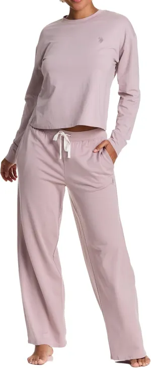 U.S. Polo Assn. Lounge Sets for Women, Tracksuit Sets for Women 2 Piece with Top and Wide Leg Sweatpants