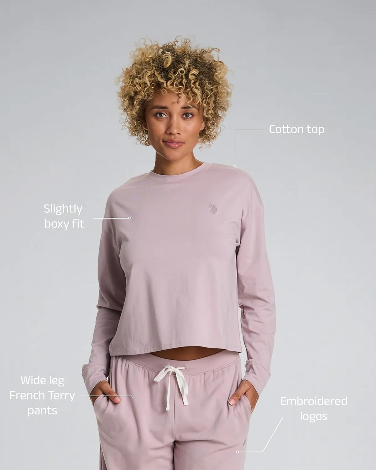 U.S. Polo Assn. Lounge Sets for Women, Tracksuit Sets for Women 2 Piece with Top and Wide Leg Sweatpants