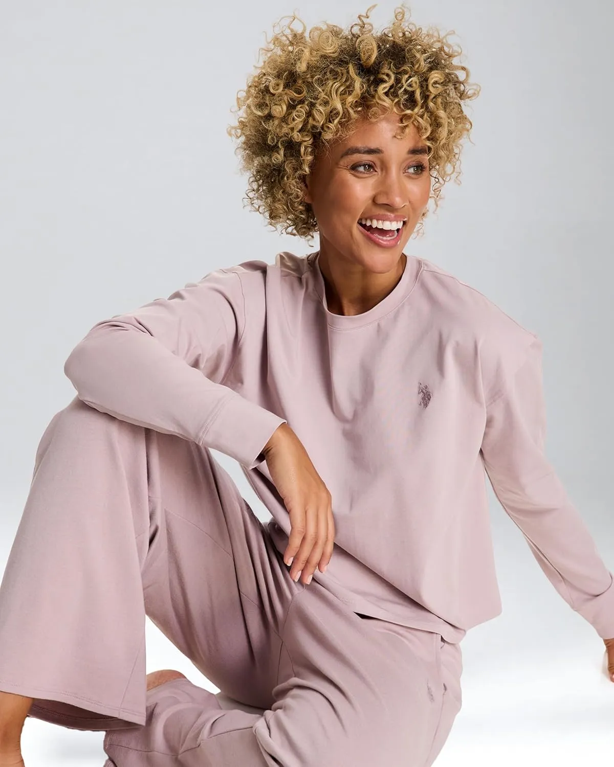 U.S. Polo Assn. Lounge Sets for Women, Tracksuit Sets for Women 2 Piece with Top and Wide Leg Sweatpants