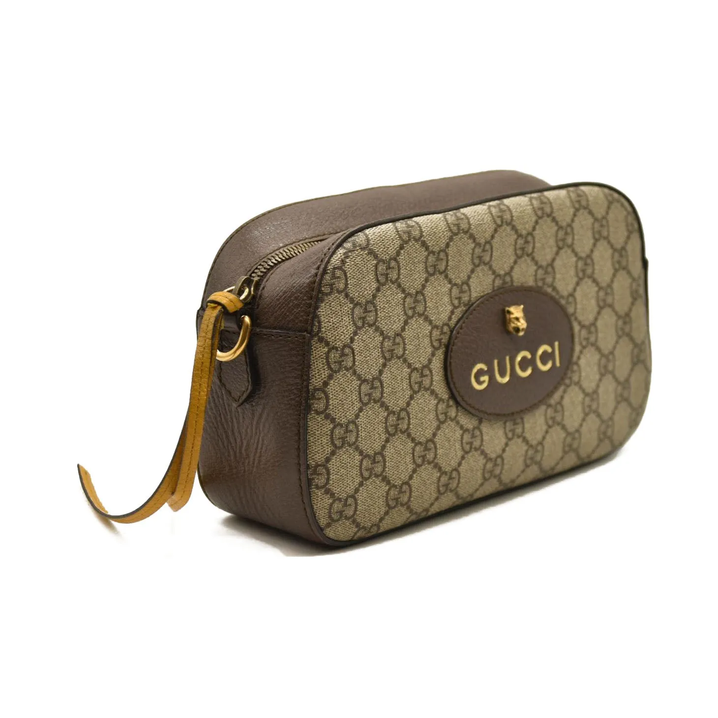 USED GUCCI GG Supreme Monogram Web Neo Vintage Shoulder Bag Beige New Acero Crop