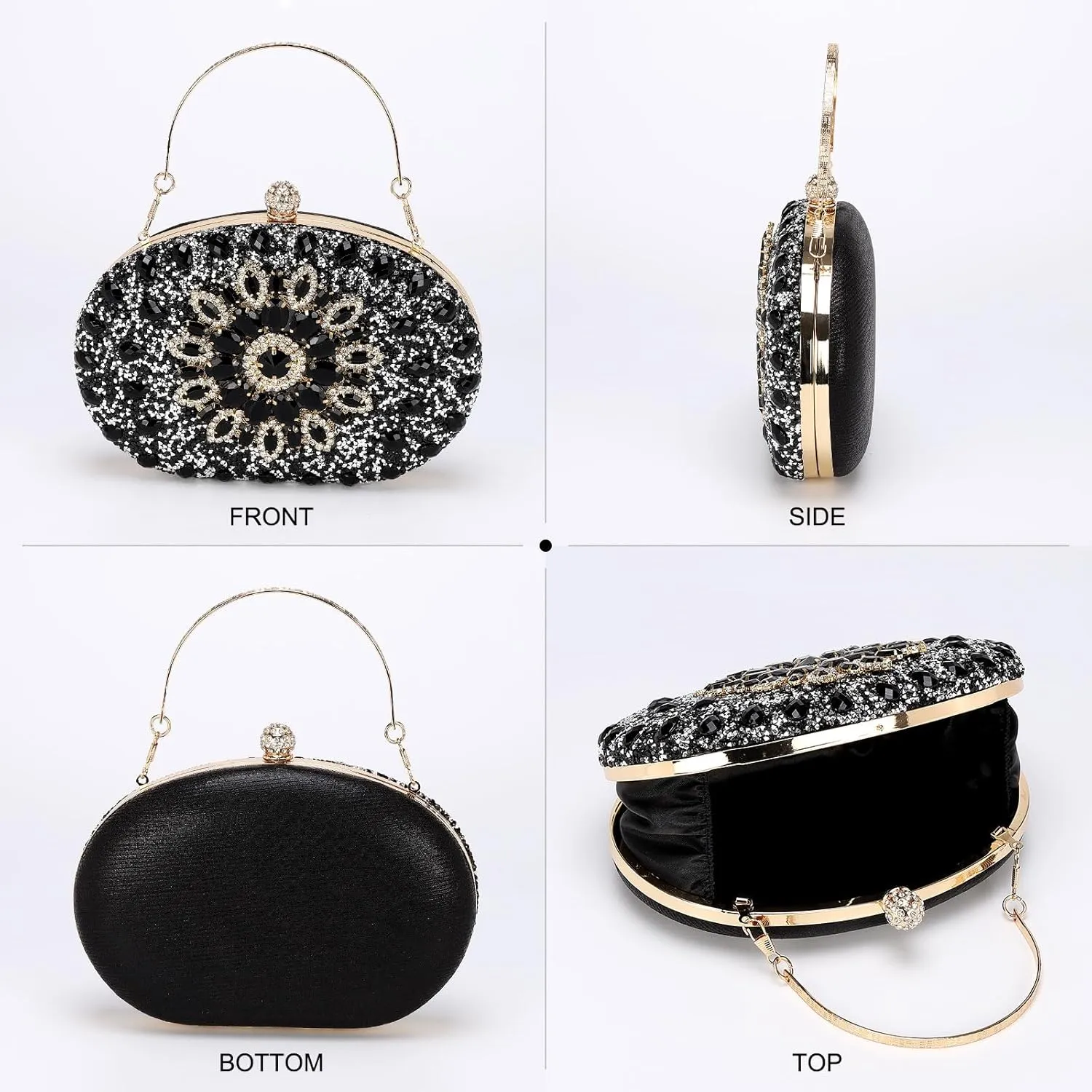 uxcell Evening Bags for Women, Sparkly Crystal Rhinestone Clutch Purse with Chain Strap Shoulder Bag Handbag