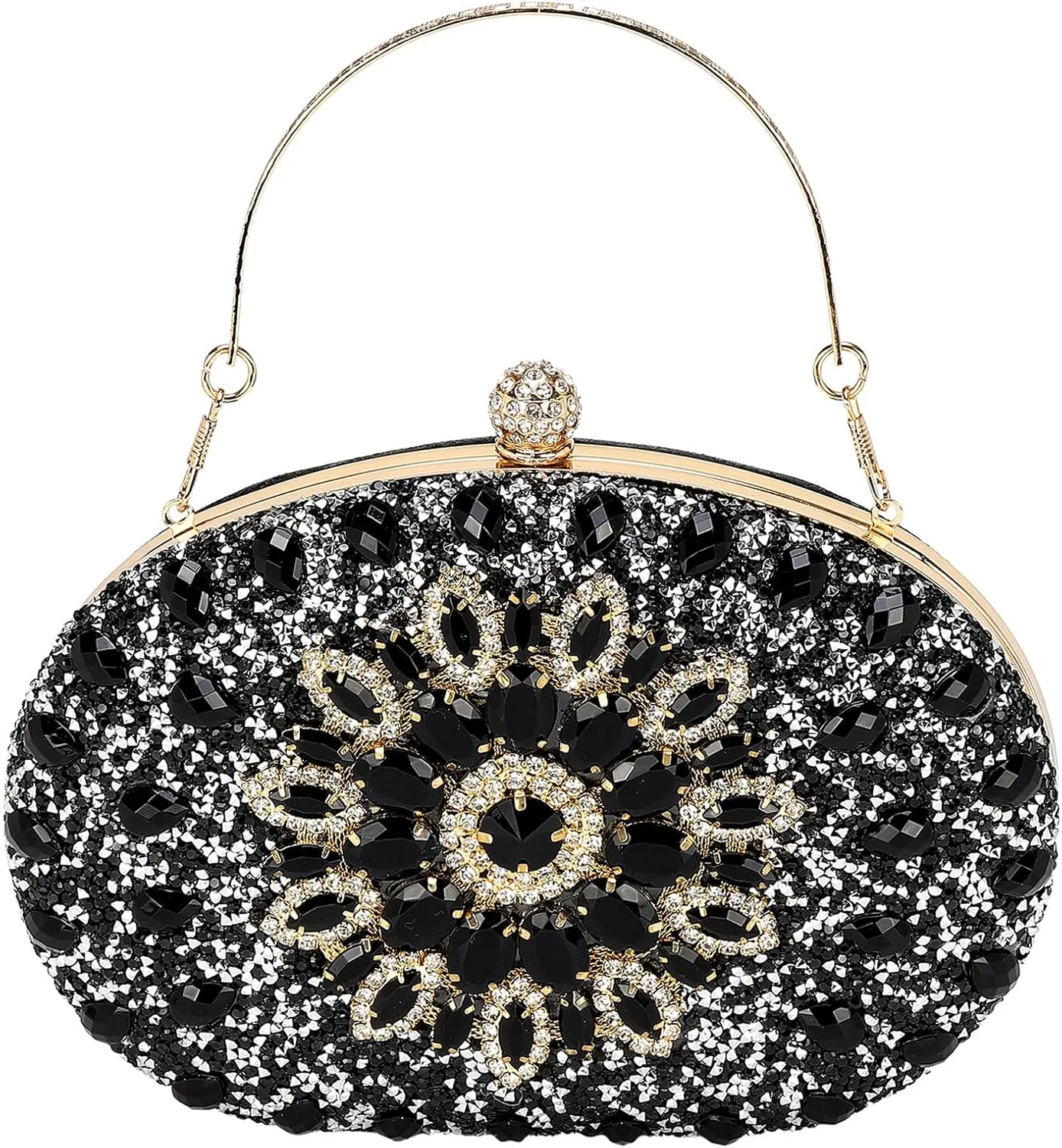 uxcell Evening Bags for Women, Sparkly Crystal Rhinestone Clutch Purse with Chain Strap Shoulder Bag Handbag