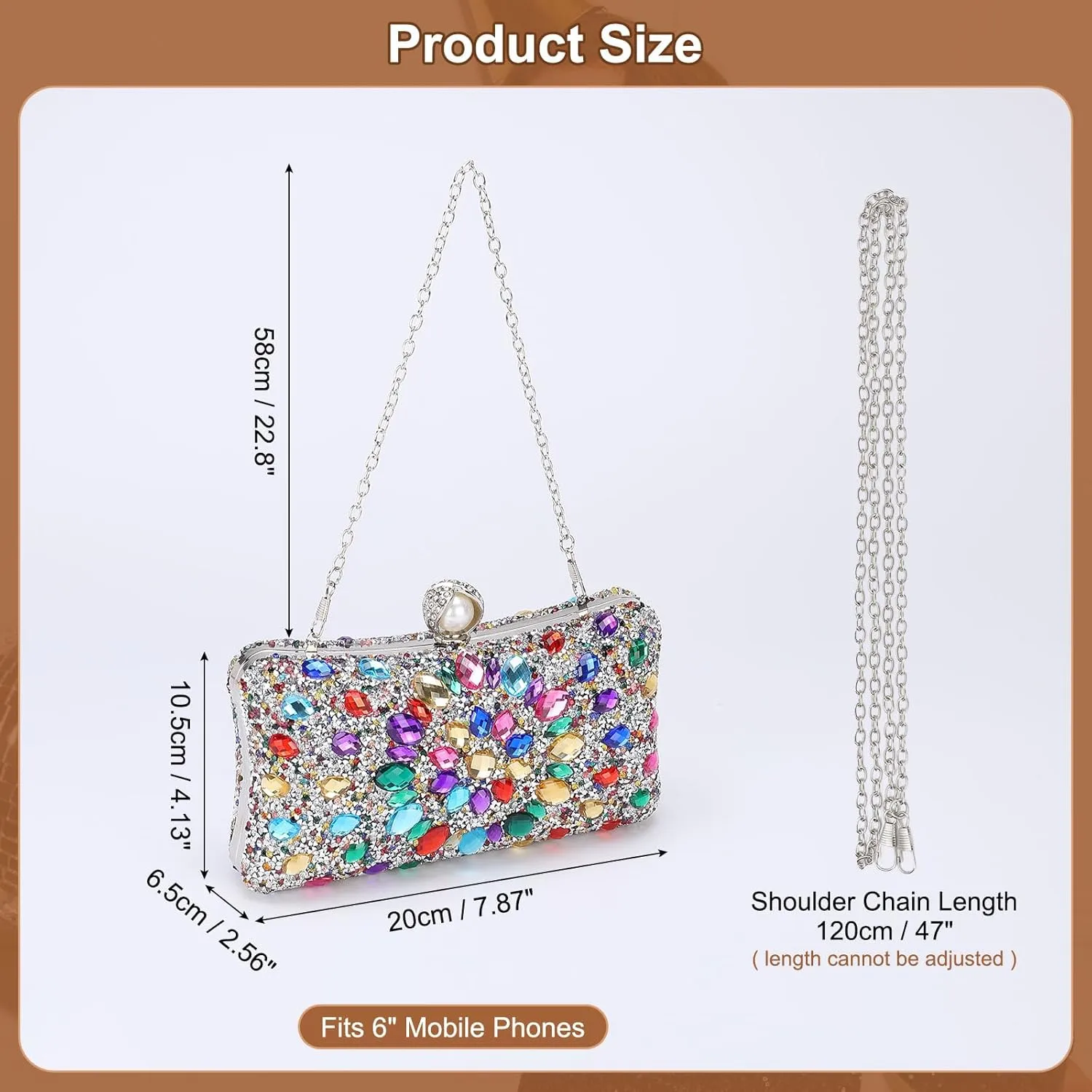 uxcell Evening Bags for Women, Sparkly Crystal Rhinestone Clutch Purse with Chain Strap Shoulder Bag