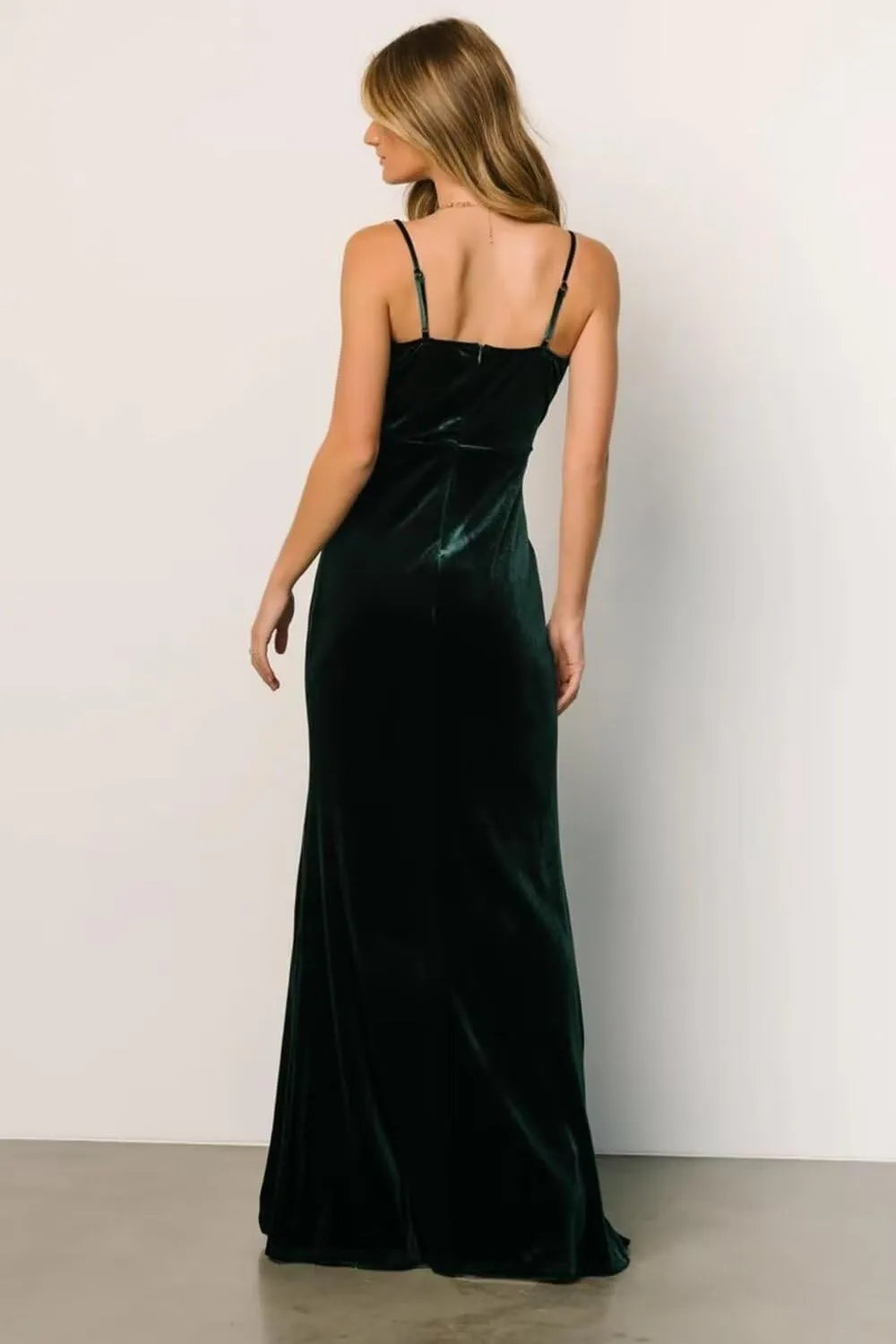UZN Velvet Maxi Bridesmaid Dresses Wrap Long with Slit V-Neck Spaghetti Straps Formal Party Gowns
