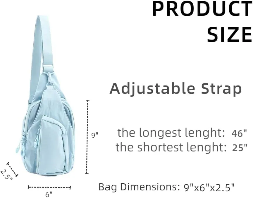 VAKAER Sling Bag for Women, Small Crossbody Bags with Adjustable Strap,Lightweight Casual Daypack Backpacks for Travel Hiking (Light Blue)