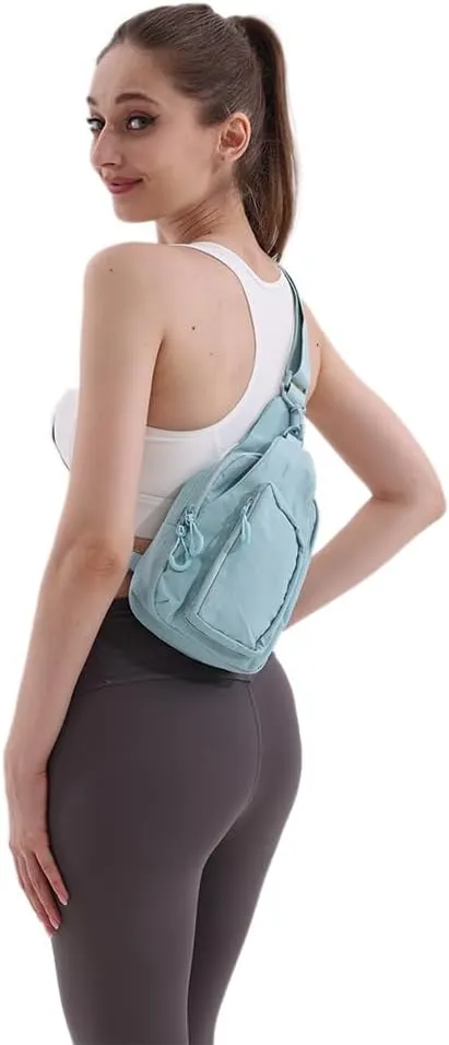 VAKAER Sling Bag for Women, Small Crossbody Bags with Adjustable Strap,Lightweight Casual Daypack Backpacks for Travel Hiking (Light Blue)