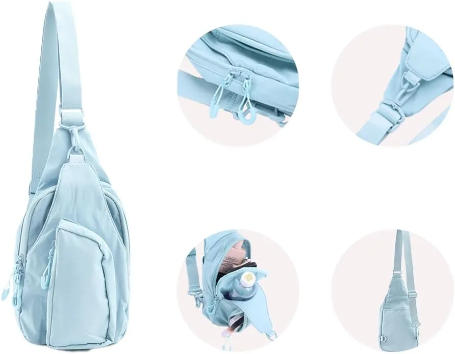 VAKAER Sling Bag for Women, Small Crossbody Bags with Adjustable Strap,Lightweight Casual Daypack Backpacks for Travel Hiking (Light Blue)