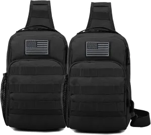 Valinov Tactical Shoulder Bag,Molle Shoulder Backpacks,Military Sling Daypack Backpack with USB Charging port