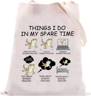 VAMSII Bearded Dragon Tote Bag Lizard Bearded Dragon Lover Gifts Pet Beardie Owner Shoulder Shopping Reusable Bag