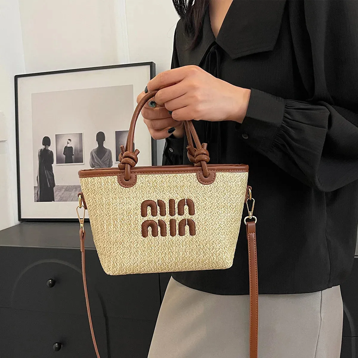 Veloria™ Embroidered Straw Tote