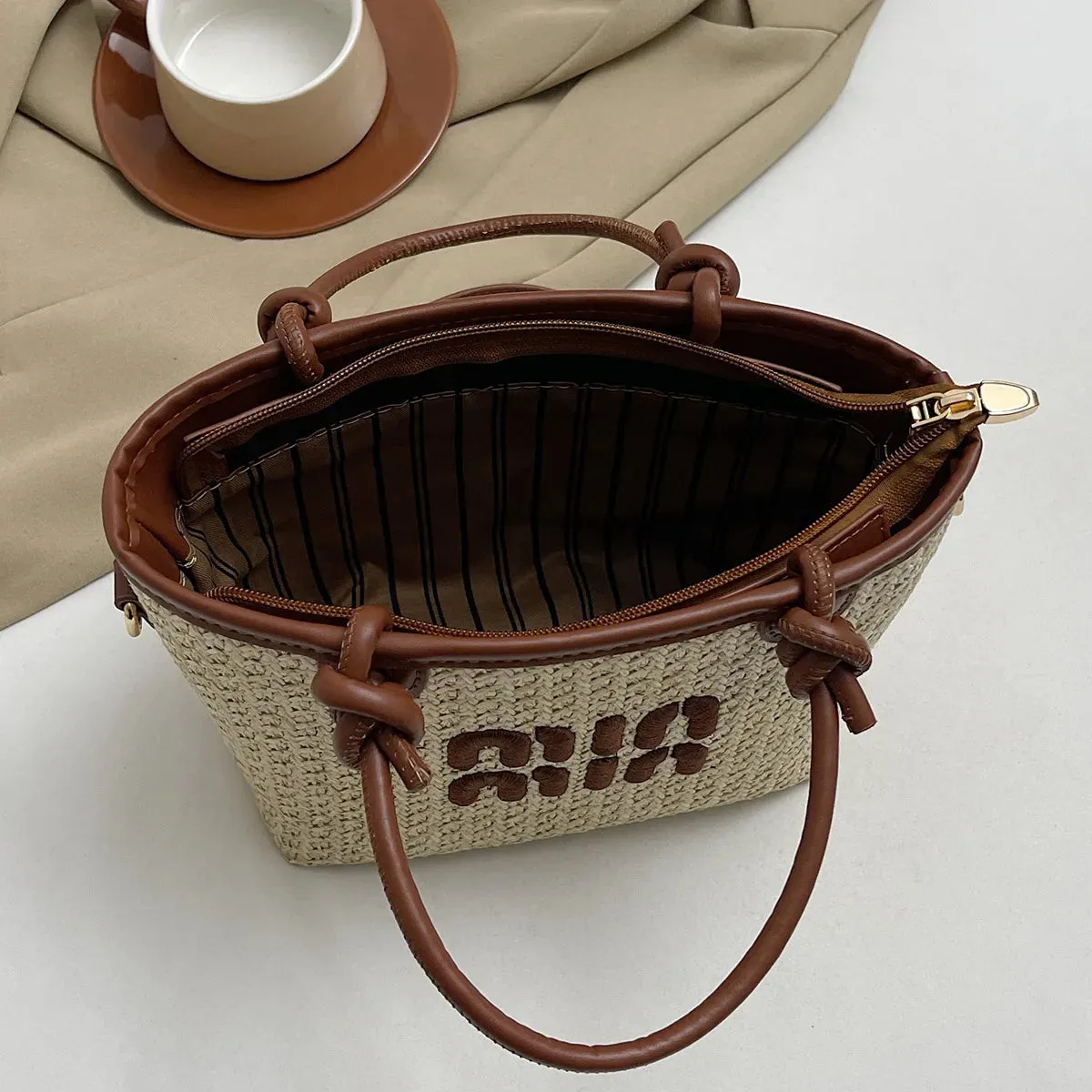 Veloria™ Embroidered Straw Tote