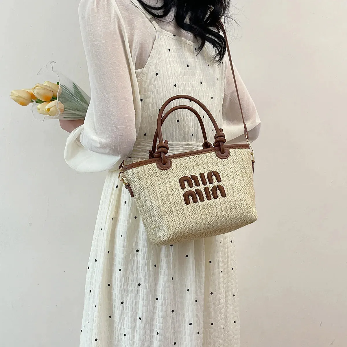 Veloria™ Embroidered Straw Tote