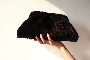 Velvet Cloud Clutch Bag Black-Aunty