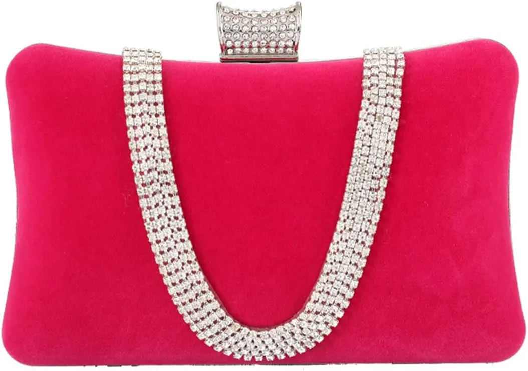 Velvet Evening Bag for Women Rhinestone Clutch Bag Sparkly Handbag