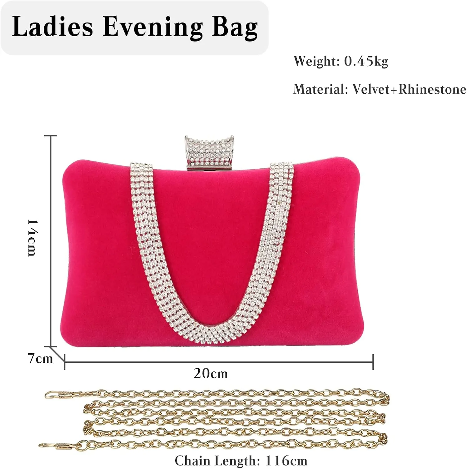 Velvet Evening Bag for Women Rhinestone Clutch Bag Sparkly Handbag