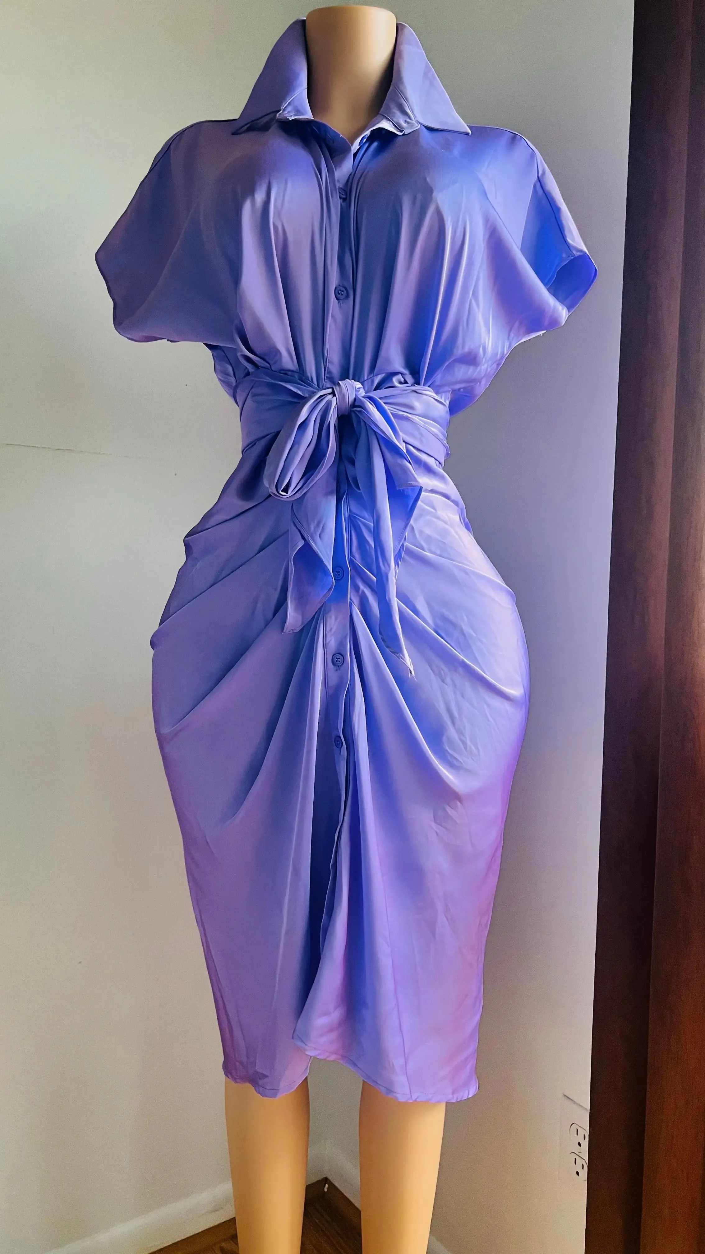 Velvet Midi Dress with Ruffles