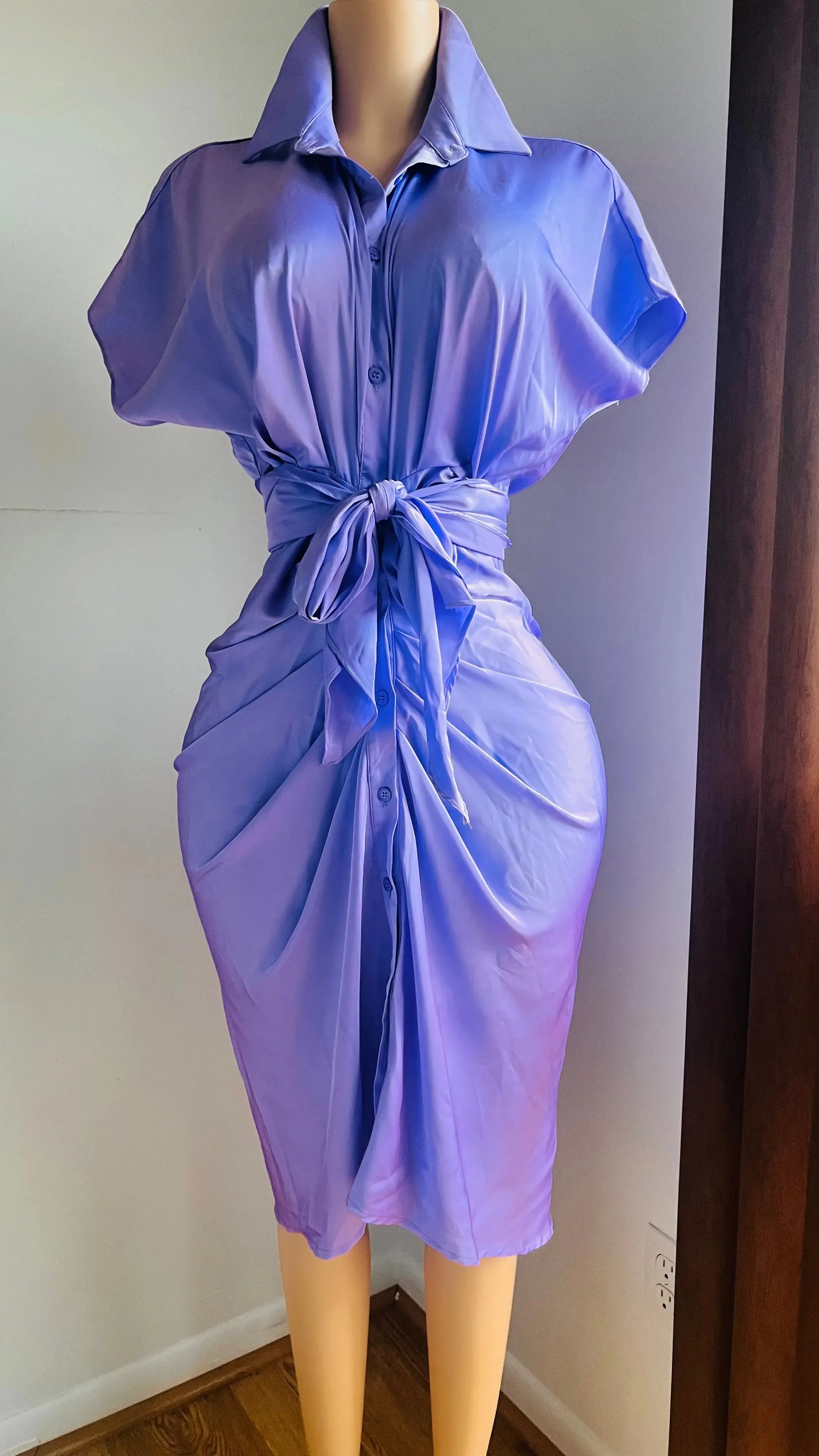 Velvet Midi Dress with Ruffles