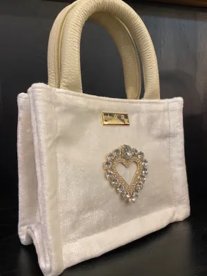 Velvet with Crystal Heart bag