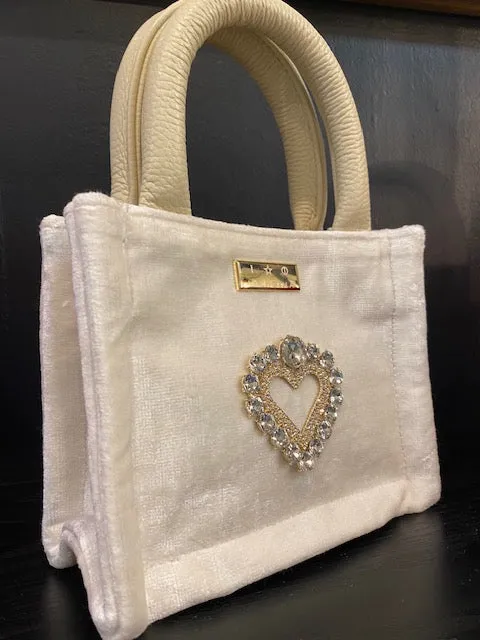 Velvet with Crystal Heart bag