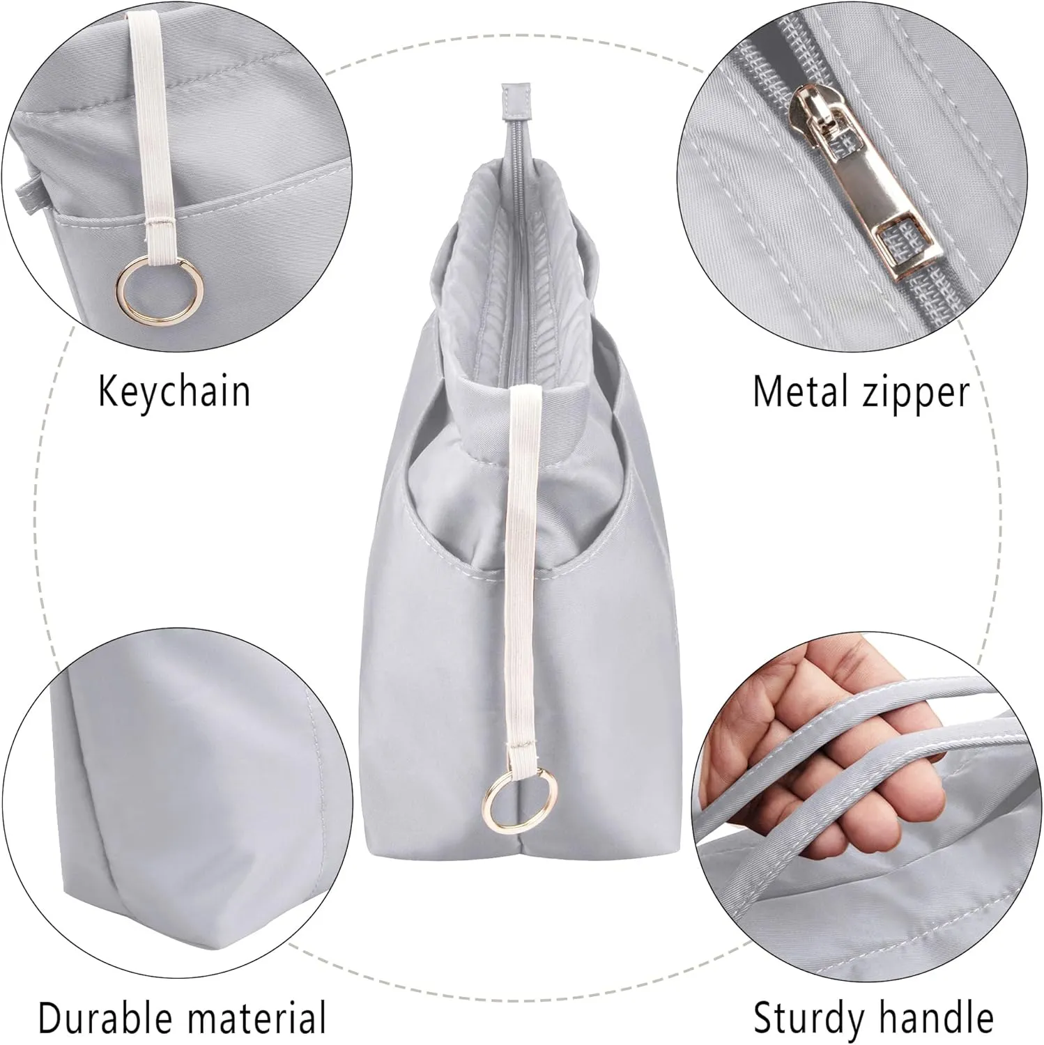Vercord Purse Insert Organizers for Tote Handbag Bag in Bag with Zipper Liner Bag Organizer for Women 14 pockets