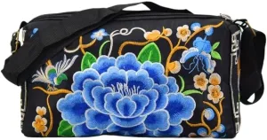 Vintage Ethnic Style Canvas Embroidered Crossbody Bag Inspired Shoulder Purse For Mobile Phones And Coins
