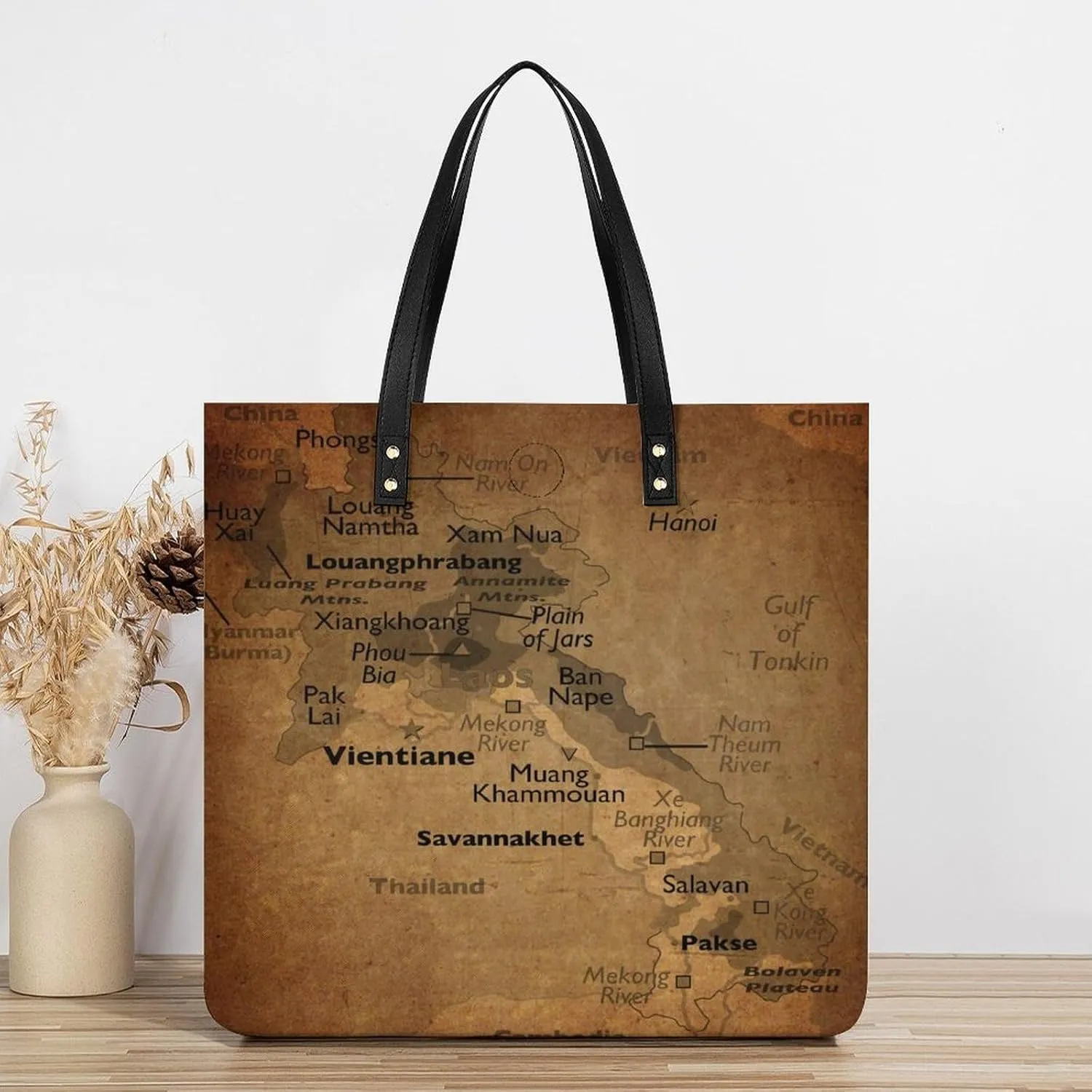 Vintage Maps of Malta Leather Handbags Shoping Bag Women Large Capacity Beach Bag