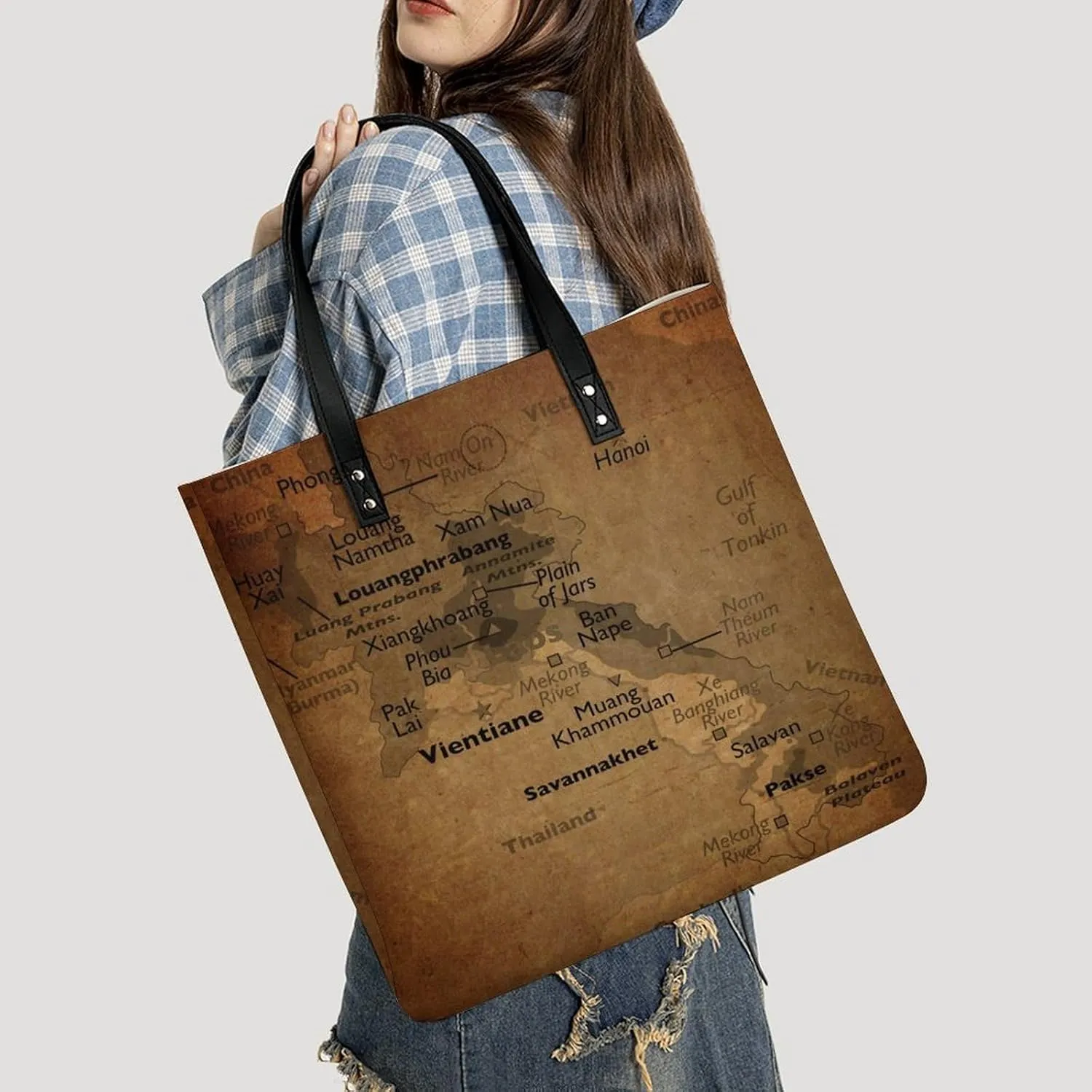 Vintage Maps of Malta Leather Handbags Shoping Bag Women Large Capacity Beach Bag