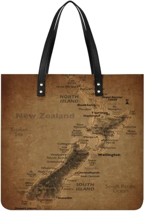 Vintage Maps of Portugal Leather Handbags Shoping Bag Women Large Capacity Beach Bag