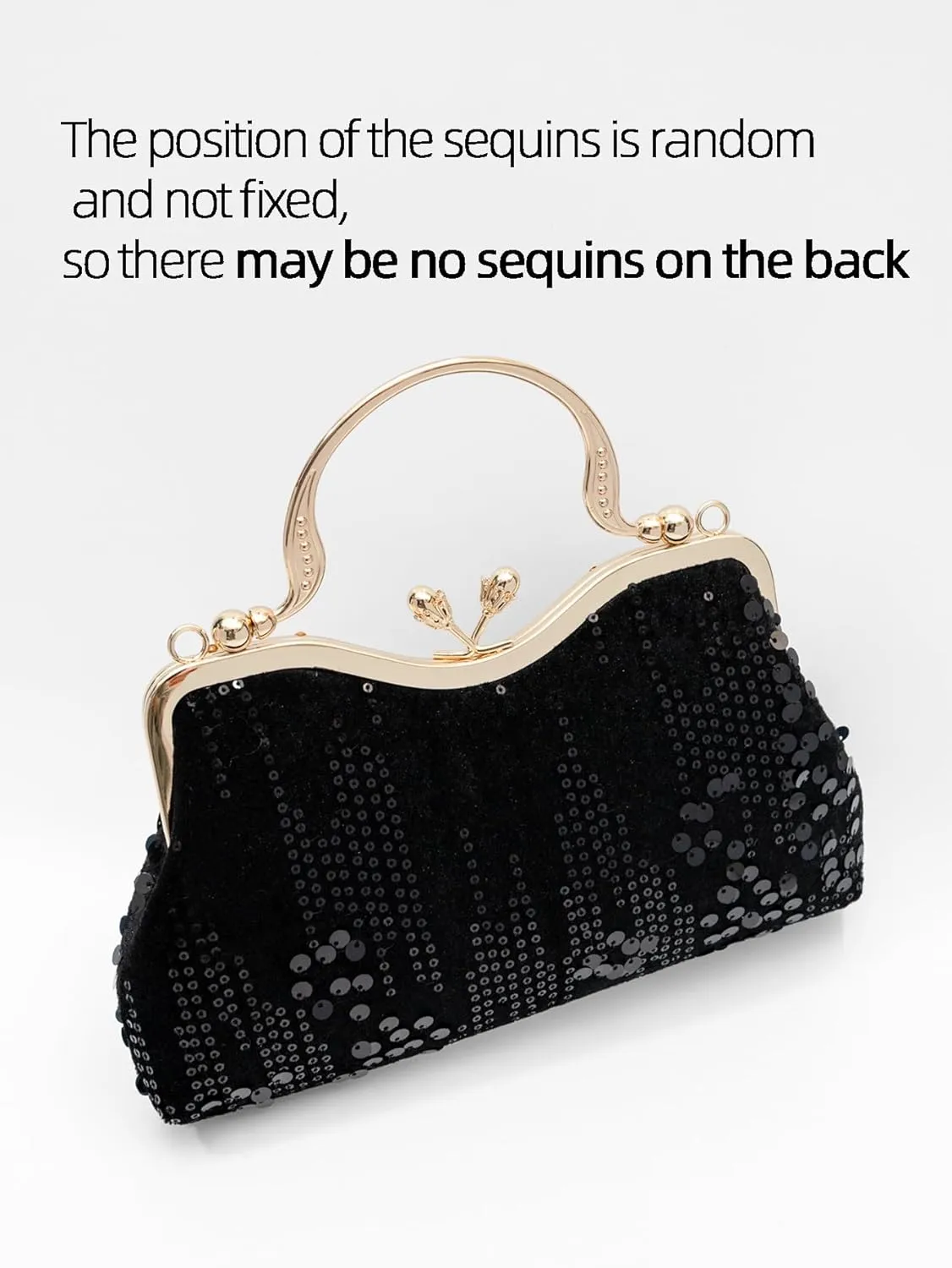 Vintage sequined velvet evening bag flower hardware handbag suitable for banquet wedding party formal occasions