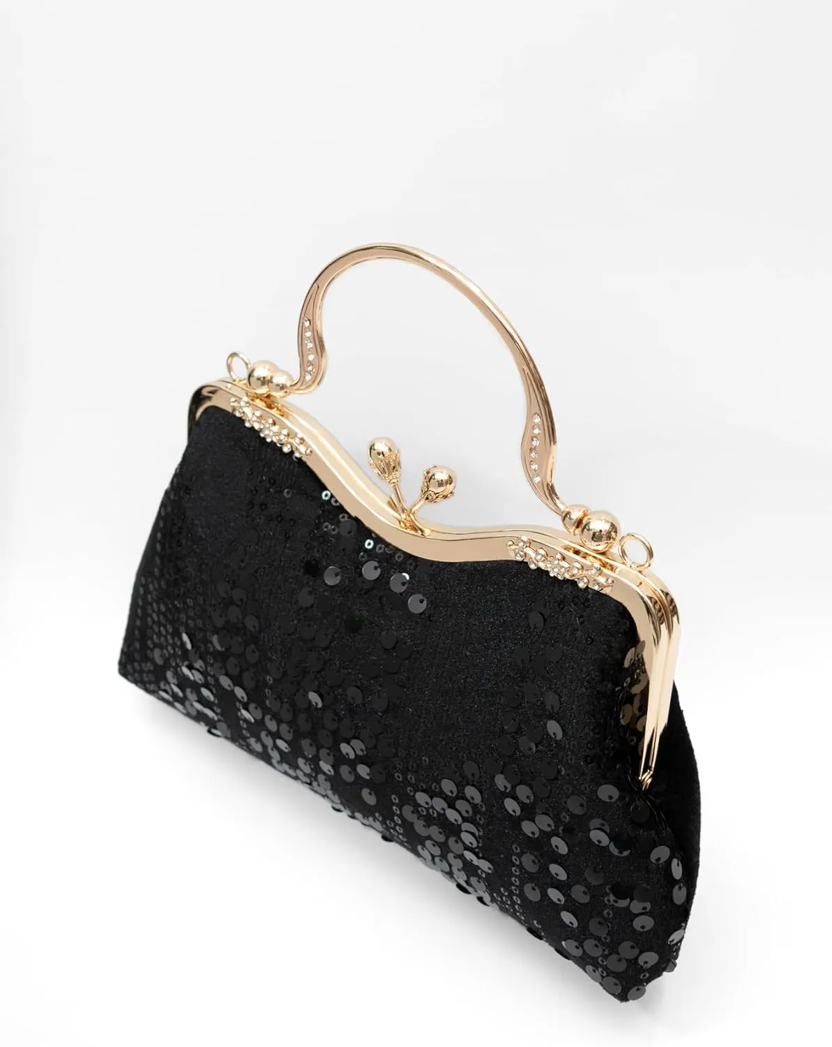 Vintage sequined velvet evening bag flower hardware handbag suitable for banquet wedding party formal occasions