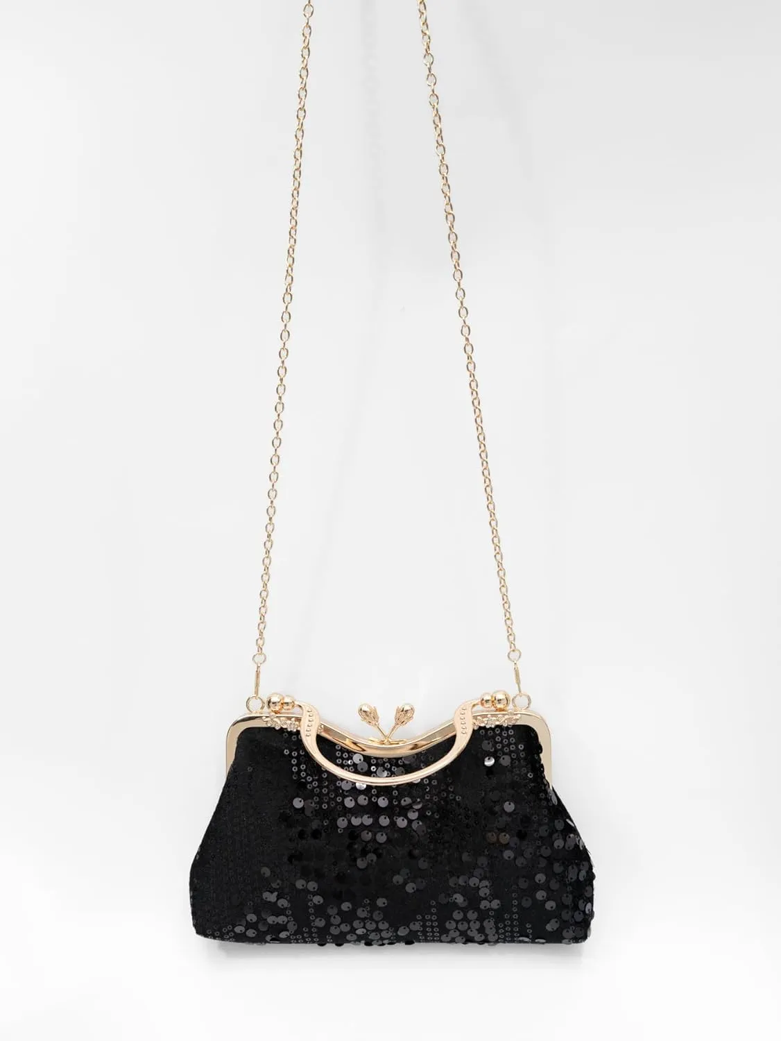 Vintage sequined velvet evening bag flower hardware handbag suitable for banquet wedding party formal occasions