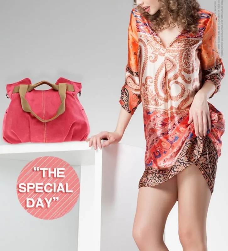 Vintage Tote Bag Crossbody Bag Purse for Women Canvas Travel Shoulder Bags Handbags Large Locomotive Bag Casual Work Red