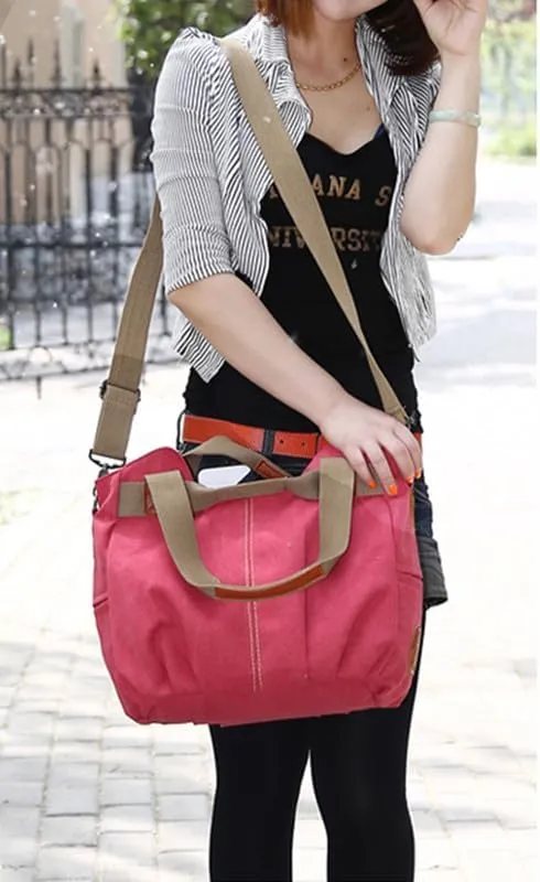 Vintage Tote Bag Crossbody Bag Purse for Women Canvas Travel Shoulder Bags Handbags Large Locomotive Bag Casual Work Red