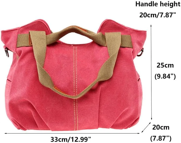 Vintage Tote Bag Crossbody Bag Purse for Women Canvas Travel Shoulder Bags Handbags Large Locomotive Bag Casual Work Red