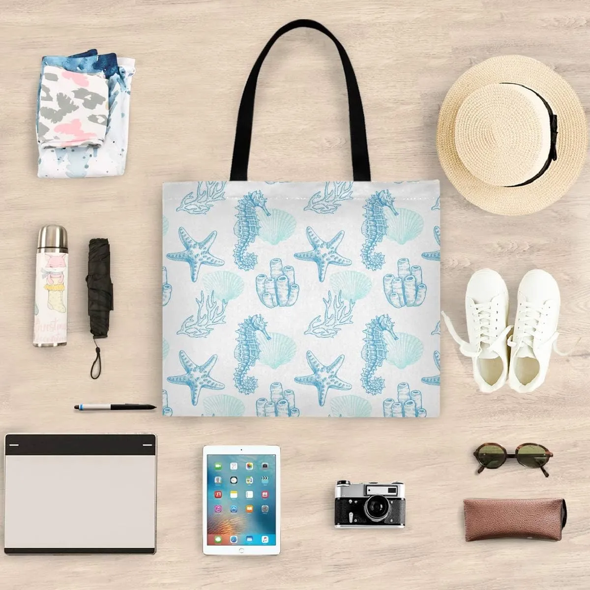 visesunny Canvas Tote Bag Shoulder Bag Shopping Casual Bag Foldaway Travel Bag Handbags for Women Lady Girl Teens