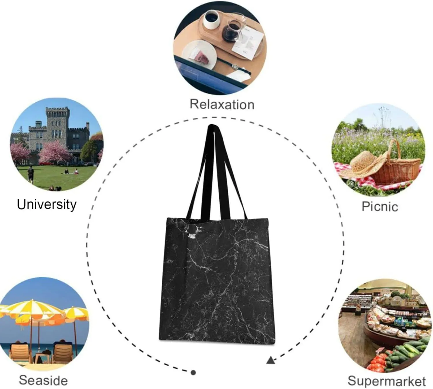 visesunny Canvas Tote Bag Shoulder Bag Shopping Casual Bag Foldaway Travel Bag Handbags for Women Lady Girl Teens