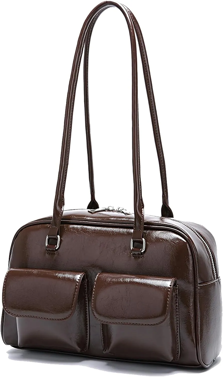 VODIU Shoulder Bag For Women,Retro Leather Tote Handbags Satchel Bag Trendy Clutch Purse