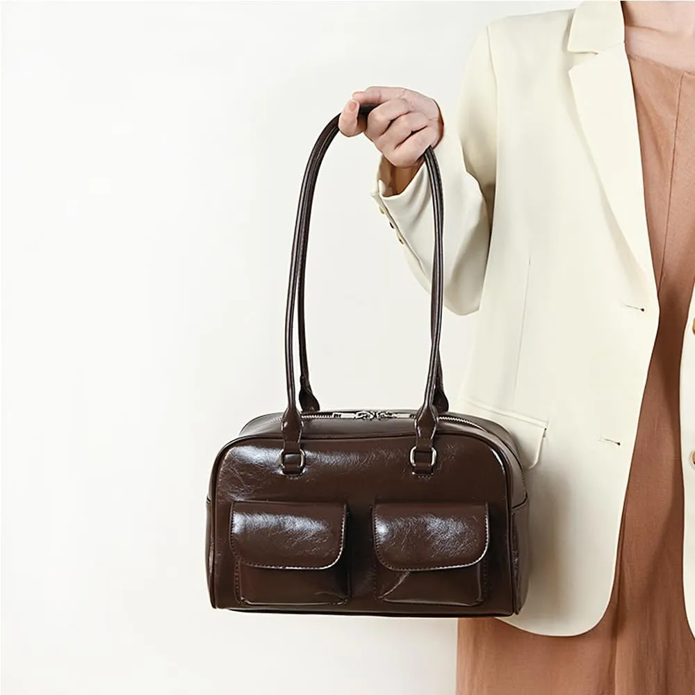 VODIU Shoulder Bag For Women,Retro Leather Tote Handbags Satchel Bag Trendy Clutch Purse